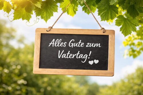 Alles Gute zum Vatertag - Schild auf Baum Gastgarten