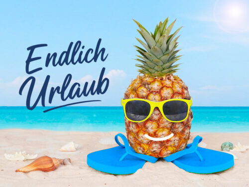 Endlich Urlaub Bilder Ananas mit Flipflops
