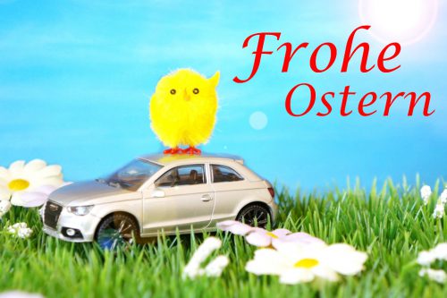 Frohe Ostern Auto Küken Grüße