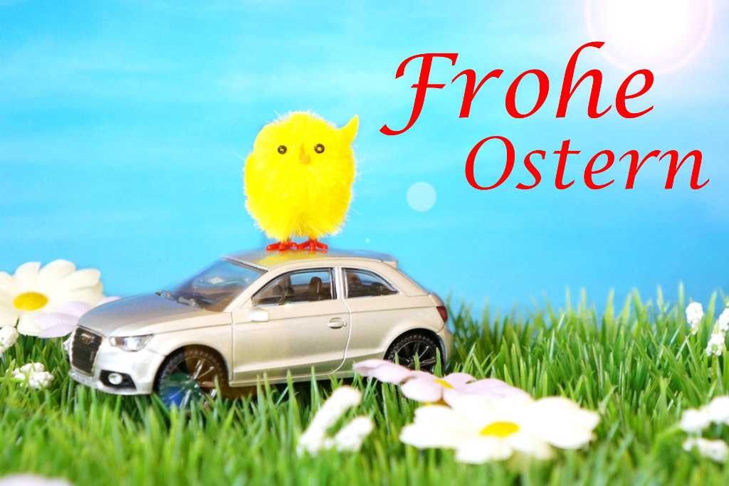 Frohe Ostern Auto Küken Grüße