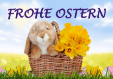 Frohe Ostern Bilder Osterhase mit Korb