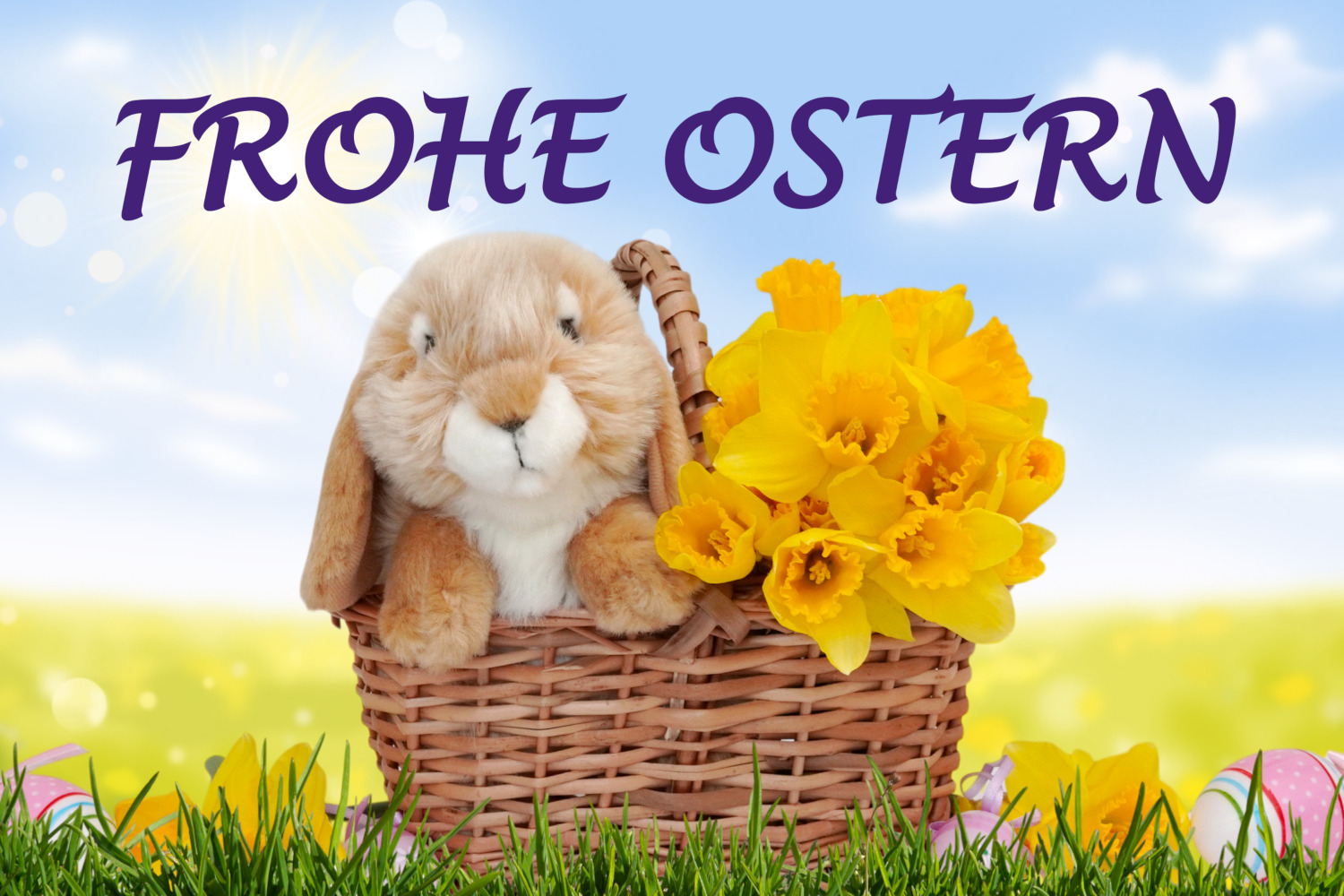 Frohe Ostern Bilder Osterhase mit Korb