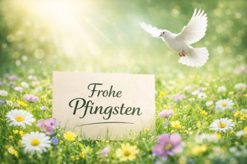 Frohe Pfingsten mit weißer Taube