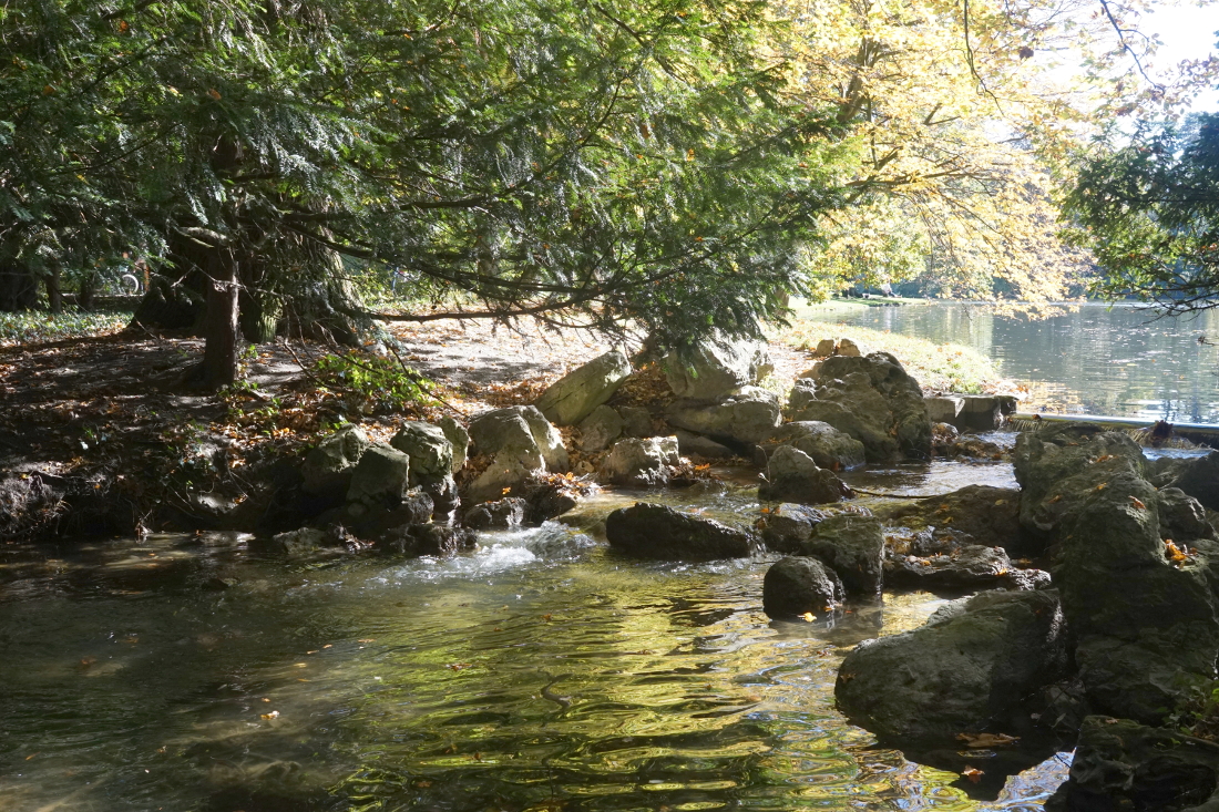 Gewässer und See im Herbst