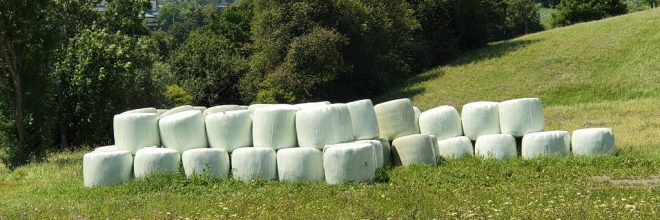 Heuballen Strohballen in Plastik eingewickelt