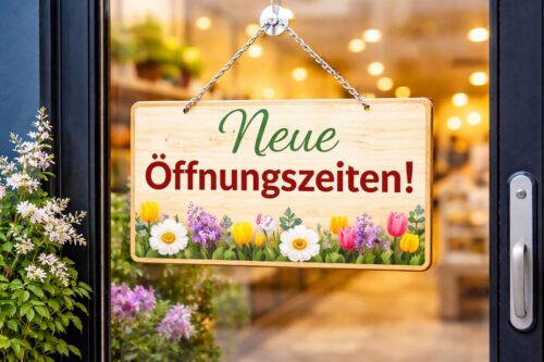 Neue Öffnungszeiten Schild