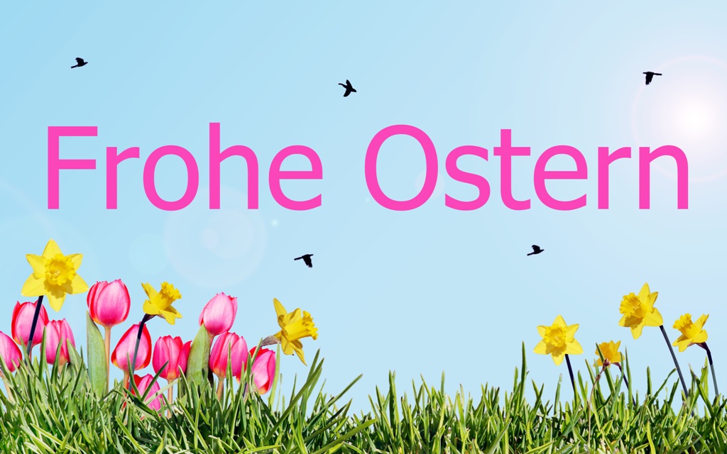 Frohe Ostern – Wiese mit Blumen