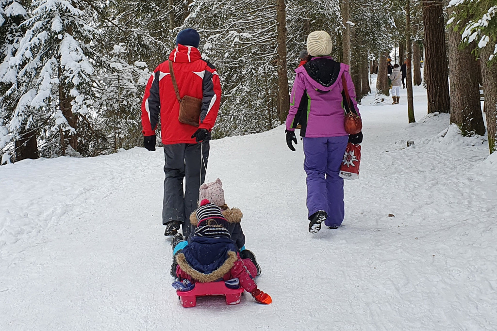 Rodeln mit Familie