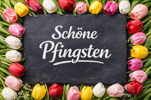 Schöne Pfingsten Bilder Schiefertafel mit Tulpen