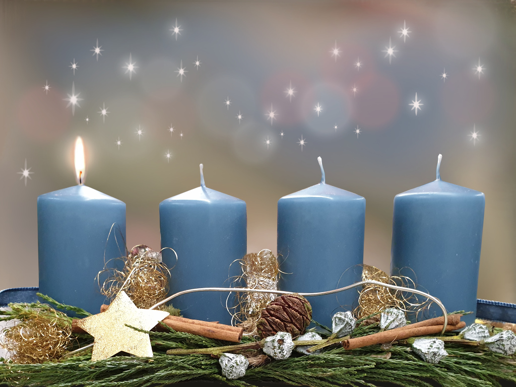 Schöner erster 1 Advent Adventkranz länglich Hintergrund