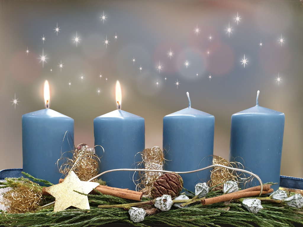 Schöner zweiter 2 Advent Adventkranz länglich Hintergrund