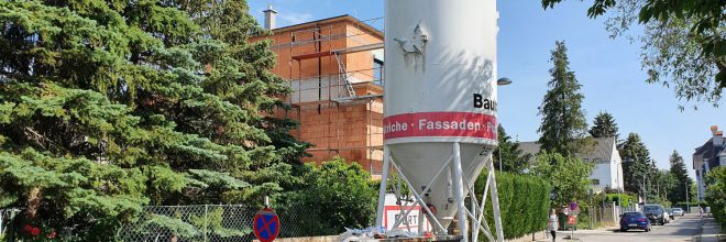 Silo Mörtel Beton Baustelle