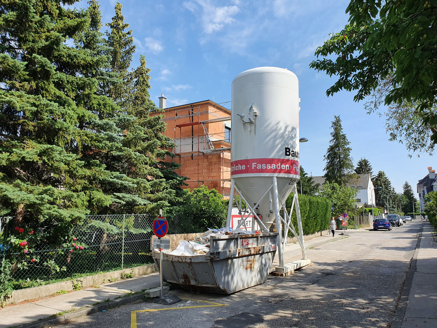 Silo Mörtel Beton Baustelle