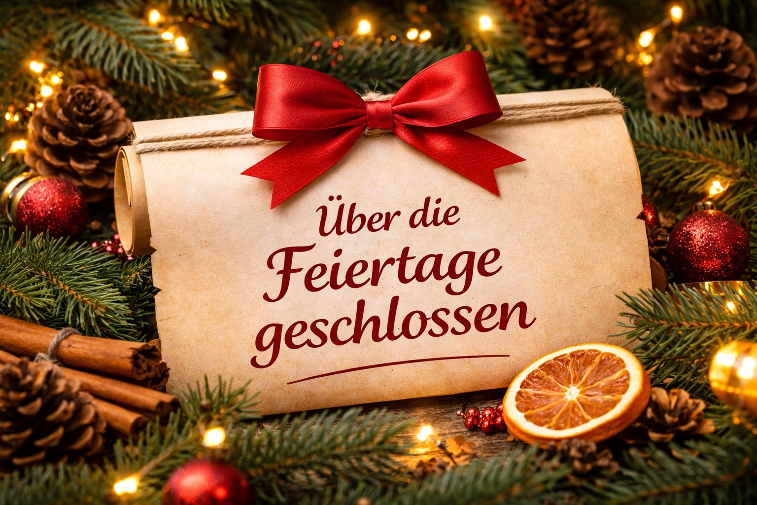 Über die Feiertage geschlossen Hinweis