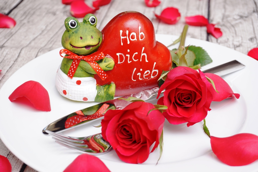 Essen gehen Valentinstag / Blumen