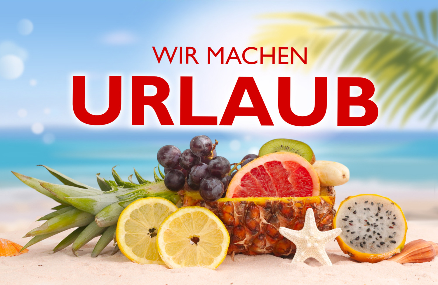 Wir machen Urlaub – Bilder mit Obst am Strand